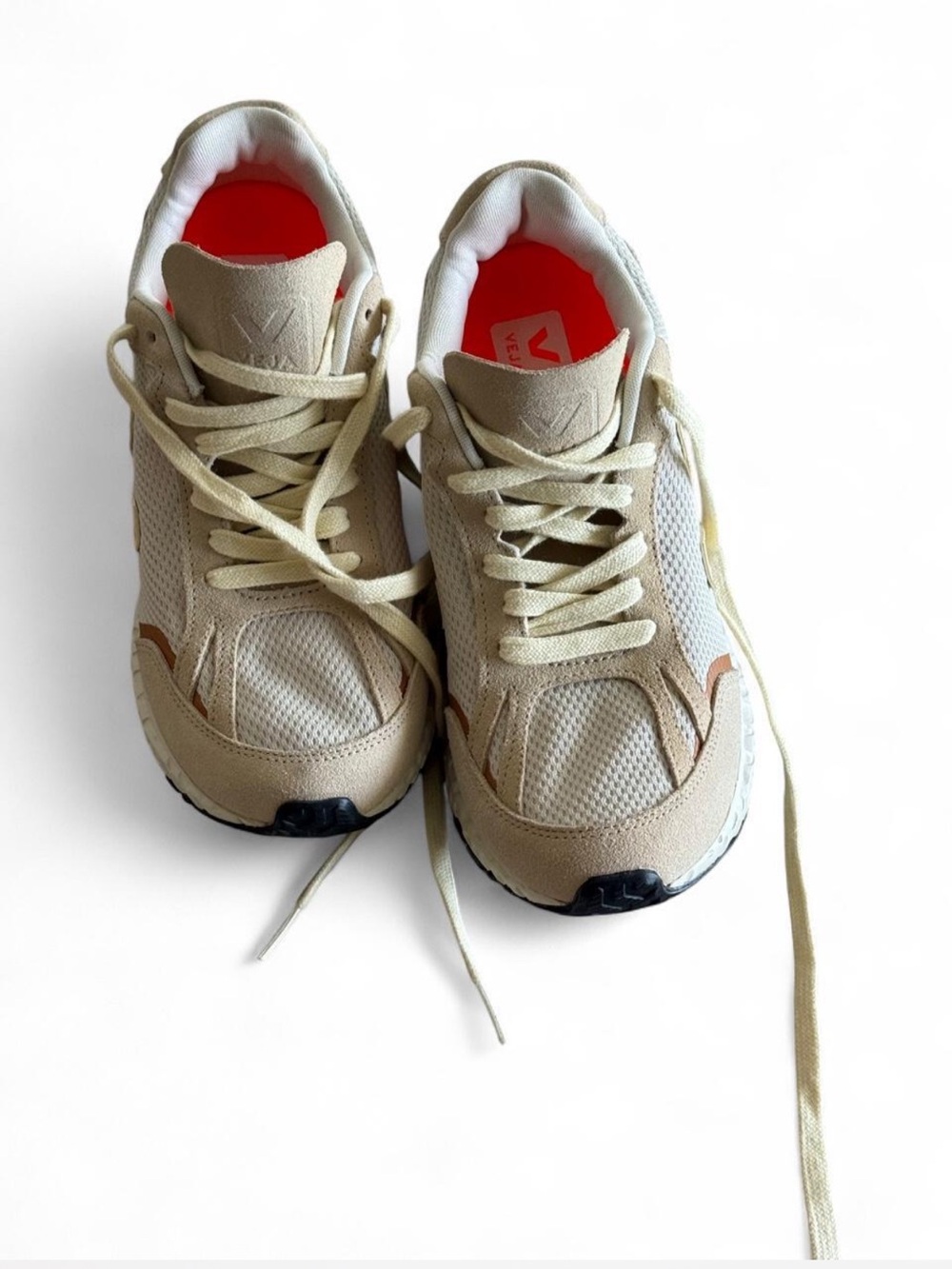 Veja Beige and White Sneakers